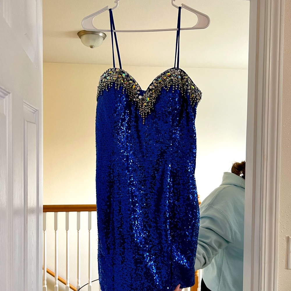 Milanos Formal Brand; Blue Sequence Formal Dress size 16.